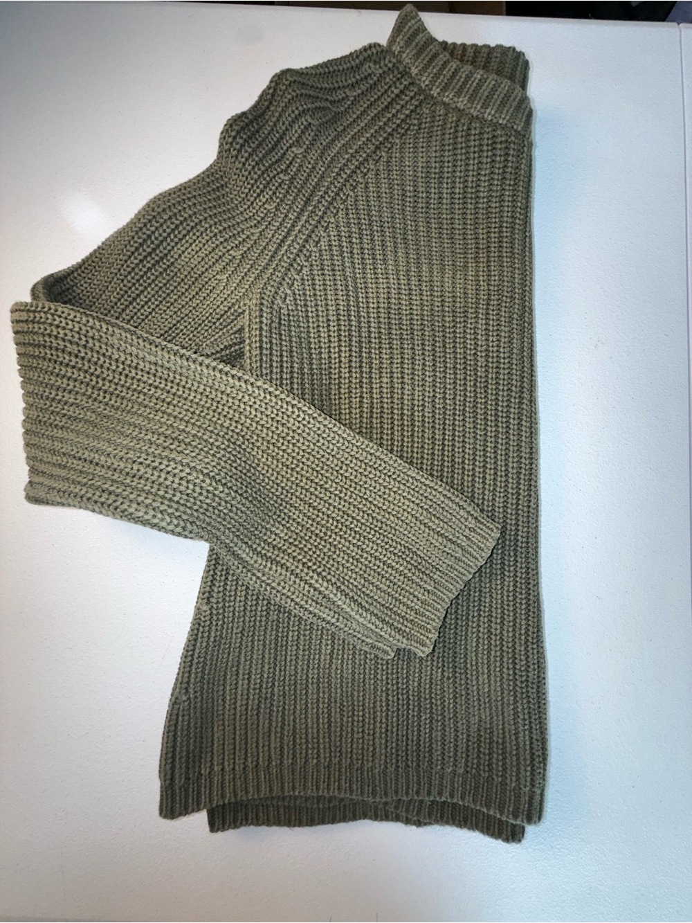 Quince 100% Organic Cotton Chunky Knit Sweater Small Olive Green Granola Girl - Picture 2 of 10